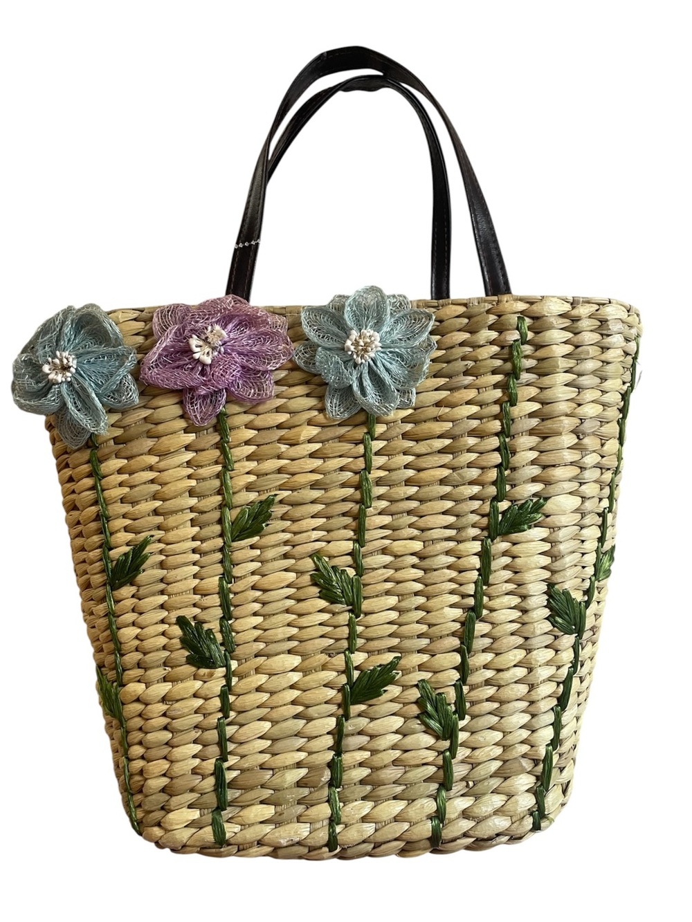 Charter Club Classics Vintage Woven Straw Floral Tote Bag